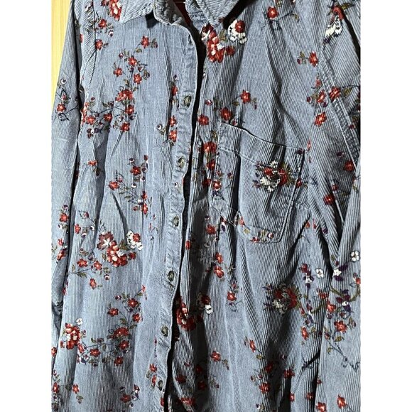 Anthropologie Building 18 Corduroy Floral Button Down Shirt Women's Size 4 Top - Picture 4 of 8